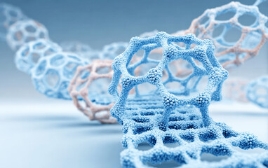 Three-dimensional molecular structure showing nanoscale carbon framework