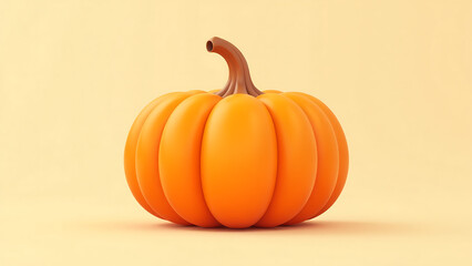 stylized pumpkin design bold orange lines subtle shading set warm beige background rendered crisp digital lines
