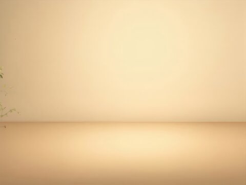 Beige Room with Light Brown Floor and Soft Lighting Empty Space Background Studio Shot