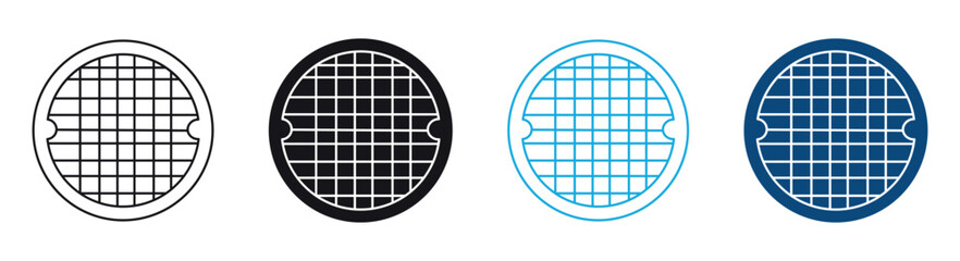 Manhole icon set. Vector illustration .