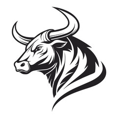 Powerful Bull Head Logo Design Vector Illustration.