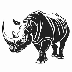 Obraz premium Stylized Black and White Rhinoceros Vector Illustration.