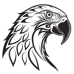 Obraz premium Stylized Parrot Head Tribal Tattoo Design Vector.