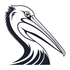 Stylized Pelican Head Vector Illustration.