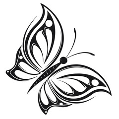 Stylized Tribal Butterfly Vector Illustration.