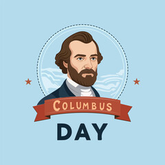 Columbus day portrait, vector art illustration.