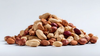 Pile of mixed nuts isolated on white background, a healthy and delicious snack, perfect for satisfying your hunger and providing energy