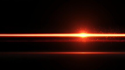 Obraz premium Dynamic fiery laser beam illuminates darkness with glowing particles, creating a futuristic energetic glow