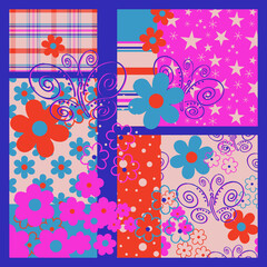 Modern Trendy Daisy Patchwork Seamless Repeat