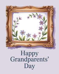 Happy Grandparents’ Day Floral Frame Greeting Card Design
