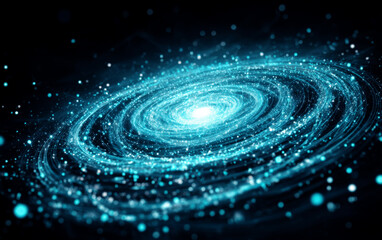 Fototapeta premium Vibrant Spiral Galaxy with Twinkling Star Particles in Space