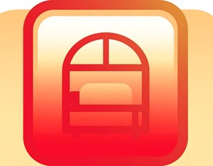 Obraz premium Red square icon, arched window