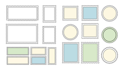 Collection of decorative borders and frames with subtle color washes for design elements