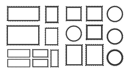 Collection of hand-drawn geometric shapes and frames with textured borders for design projects