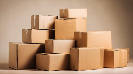 Stack of cardboard boxes indoors.