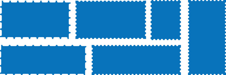 Abstract blue geometric rectangles with perforated edges abstract background design