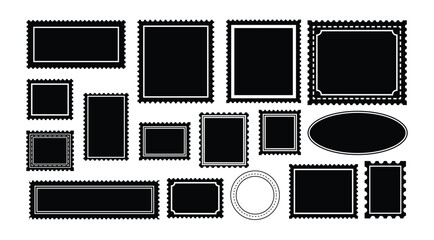 Collection of blank black stamp borders and frames for design projects