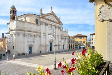 street in the old town of bassano del grappa italy 
