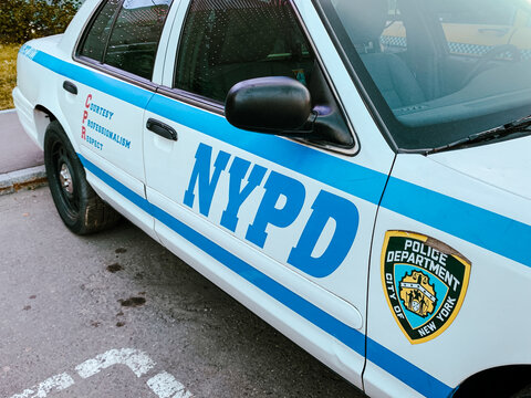 Police car New York in the parking lot NYPD Patrol Order.Russia,Moscow, 6jun2025.