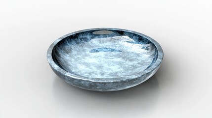 A blue bowl with a white design on it.