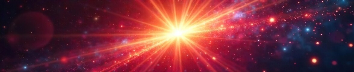 Dazzling starburst effect simulating lightspeed travel, vibrant cosmic energy radiating outwards in a dynamic burst of light and color , blur, photons