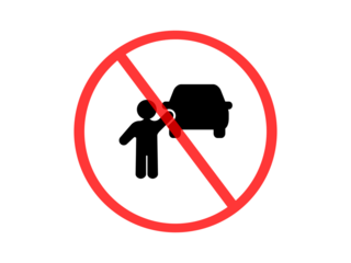 A no hitchhiking sign. It's a universal symbol to avoid unwanted actions transparent background
