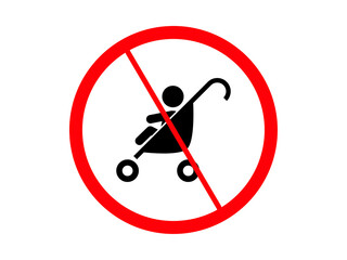 No stroller sign. A universal symbol indicating areas where strollers are not permitted. A clear and concise graphic for public spaces transparent background