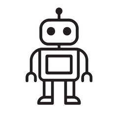 Naklejka premium Simple Chatbot Robot Line Icon for AI and Customer Service Set with Editable Stroke. Vector symbols for Robotics, Deep Learning, and Algorithms.