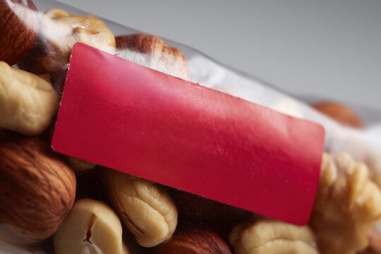 Nut-free snack packaging closeup studio environment editorial photography allergy awareness