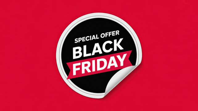 Special Offer Black Friday Sticker on Red Background for Promotional Marketing Campaign