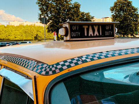 Taxi off duty sign retro car Work Shift Taxi Vintage Car