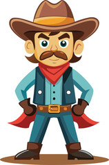 cartoon cowboy isolated on transparent background
