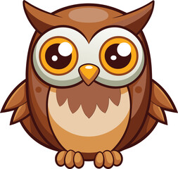 Cute little owl cartoon isolated on transparent background