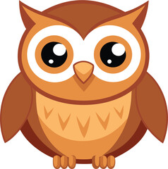 Cute little owl cartoon isolated on transparent background