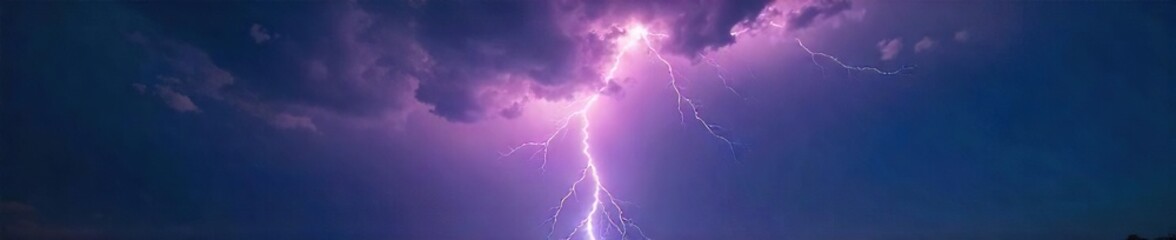 Spectacular lightning bolt striking during a powerful summer thunderstorm, illuminating the dark night sky Dramatic cloudscape with vibrant flashes of electricity , majestic, lightning, summer
