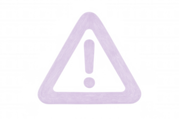 Pastel purple warning sign displaying cautionary exclamation mark, signaling potential hazard against transparent backdrop