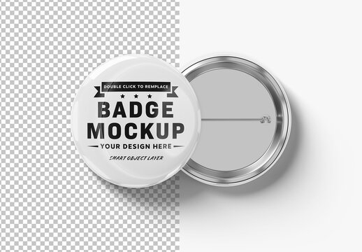 Two Isolated Circular Pin Badges Mockup