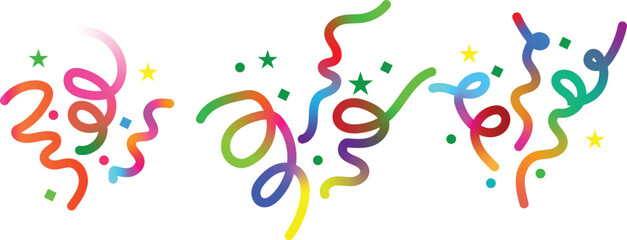 Celebration confetti and streamers festive design elements for party events vector