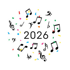 Colorful Music Notes and Confetti for 2026