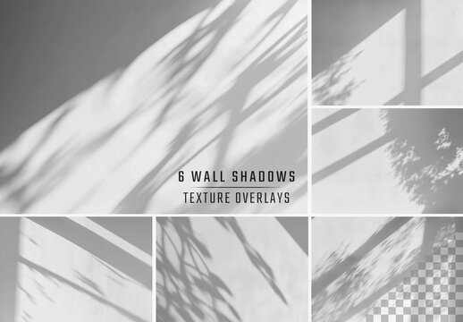 6 Isolated Shadows Overlay On Transparent Background