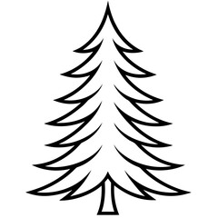 Obraz premium Pine tree outline vector, a modern pine tree icon art design, black vector of a mountain tree, simple tree art, a tree isolated