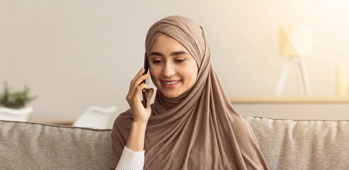 Modern online work remote, be safety and new normal during covid-19 pandemic. Smiling young arabian...