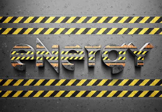 Caution Text Effect Mockup On Tech Panel