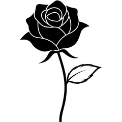 Red rose outline vector, a modern red rose icon art design, black vector rose flower outline, black vector of flower, simple rose flower art