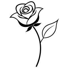 Red rose outline vector, a modern red rose icon art design, black vector rose flower outline, black vector of flower, simple rose flower art