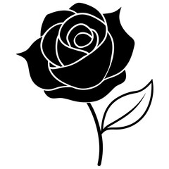 Red rose outline vector, a modern red rose icon art design, black vector rose flower outline, black vector of flower, simple rose flower art