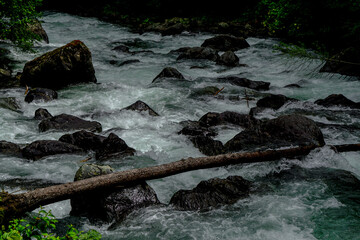 Stuning forest and river views of Karadeniz Black Sea region of Northern Turkey Camlihemsin Cat Village in Rize Turkey
