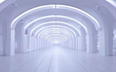 Obraz premium Modern and Bright Arched Corridor with White Lighting