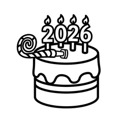 2026 Happy Birthday Cake with Candles and Candy