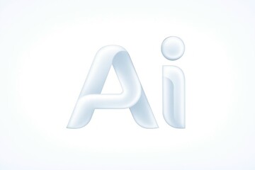 Abstract 3d rendering of the letters ai with a soft blue and white gradient on a clean white background